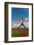 Young Man is Jumping above the Typical Dutch Tulips-Ivonnewierink-Framed Photographic Print