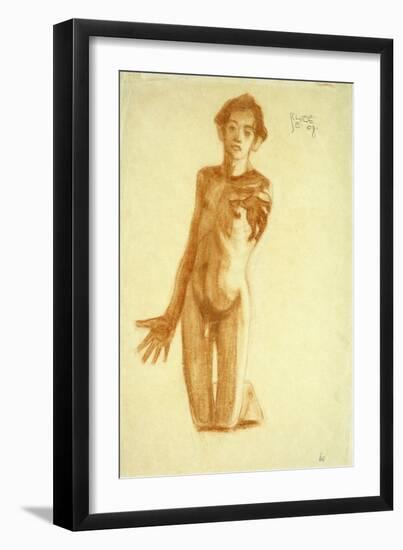 Young Man Kneeling, 1908-Egon Schiele-Framed Giclee Print