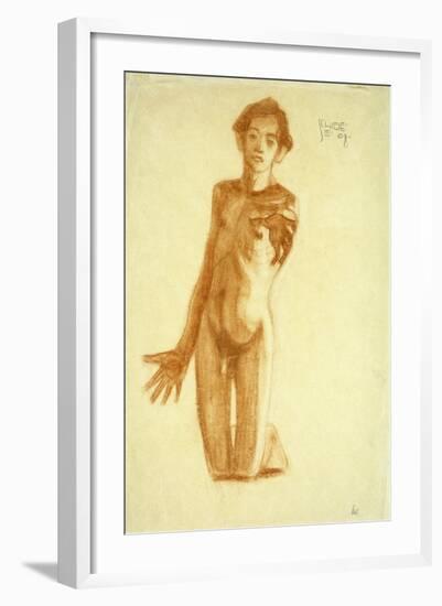 Young Man Kneeling, 1908-Egon Schiele-Framed Premium Giclee Print