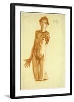 Young Man Kneeling, 1908-Egon Schiele-Framed Premium Giclee Print