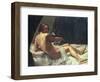 Young Man Lying on a Bed with a Cat, 1620-Giovanni Lanfranco-Framed Giclee Print