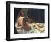 Young Man Lying on a Bed with a Cat, 1620-Giovanni Lanfranco-Framed Giclee Print