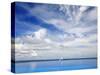 Young Man Meditating By Infinity Pool, Maldives, Indian Ocean, Asia-Sakis Papadopoulos-Stretched Canvas