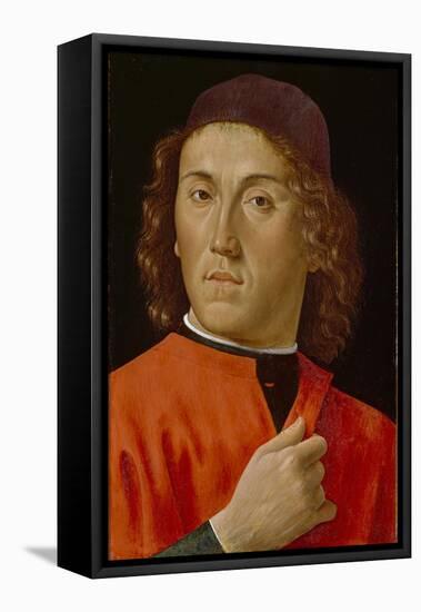 Young Man (Oil on Panel)-Domenico Ghirlandaio-Framed Stretched Canvas