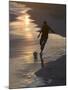 Young Man Playing Football at Sandbeach in Twilight, Santa Maria, Sal, Cape Verde, Africa-Michael Runkel-Mounted Photographic Print