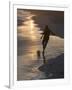 Young Man Playing Football at Sandbeach in Twilight, Santa Maria, Sal, Cape Verde, Africa-Michael Runkel-Framed Photographic Print