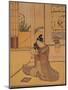 Young Man Playing the Drum-Suzuki Harunobu-Mounted Giclee Print