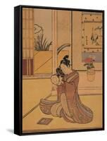 Young Man Playing the Drum-Suzuki Harunobu-Framed Stretched Canvas