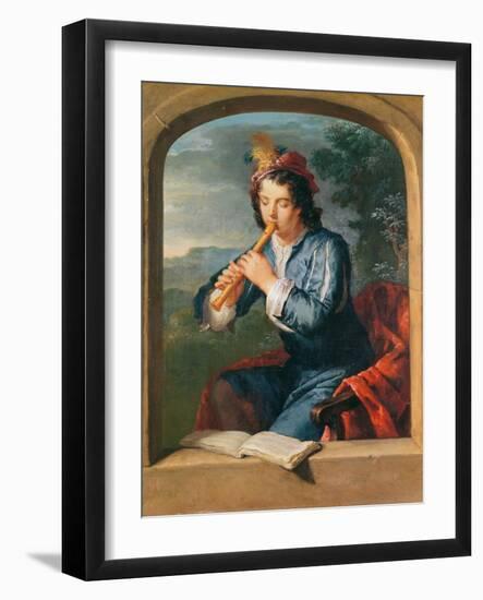 Young Man Playing the Flute-Gerard Hoet-Framed Giclee Print