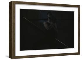 Young Man Posing in Dark Setting-Luis Beltran-Framed Photographic Print