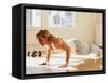 Young Man Preforming Push Up Exercise in Gym, New York, New York, USA-Chris Trotman-Framed Stretched Canvas