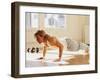 Young Man Preforming Push Up Exercise in Gym, New York, New York, USA-Chris Trotman-Framed Photographic Print