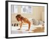 Young Man Preforming Push Up Exercise in Gym, New York, New York, USA-Chris Trotman-Framed Photographic Print