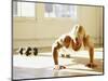 Young Man Preforming Push Up Exercise in Gym, New York, New York, USA-Chris Trotman-Mounted Photographic Print