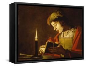 Young Man Reading by Candle Light, c.1630-Matthias Stomer-Framed Stretched Canvas