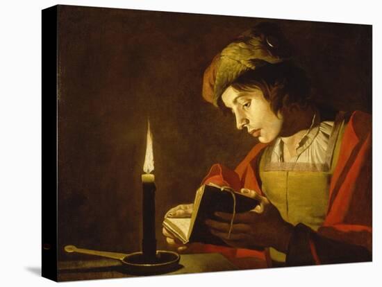 Young Man Reading by Candle Light, c.1630-Matthias Stomer-Stretched Canvas