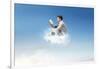 Young Man Reads Sitting On A Cloud-olly2-Framed Art Print