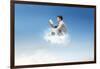 Young Man Reads Sitting On A Cloud-olly2-Framed Art Print