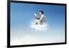 Young Man Reads Sitting On A Cloud-olly2-Framed Art Print