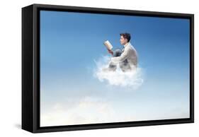 Young Man Reads Sitting On A Cloud-olly2-Framed Stretched Canvas