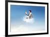 Young Man Reads Sitting On A Cloud-olly2-Framed Art Print