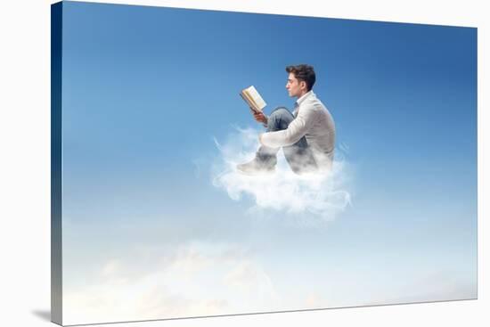 Young Man Reads Sitting On A Cloud-olly2-Stretched Canvas
