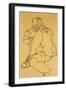 Young Man Reclining with his Head Resting on His Crossed Leg-Egon Schiele-Framed Giclee Print