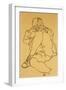 Young Man Reclining with his Head Resting on His Crossed Leg-Egon Schiele-Framed Giclee Print