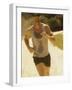 Young Man Running on the Beach-null-Framed Photographic Print