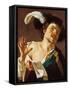 Young Man Singing-Dirck Baburen-Framed Stretched Canvas