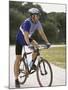 Young Man Sitting on a Bicycle-null-Mounted Photographic Print