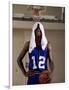 Young Man Standing Holding a Basketball with a Towel on His Head-null-Framed Photographic Print