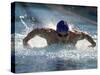 Young Man Swimming the Butterfly Stroke-null-Stretched Canvas