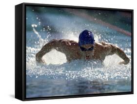 Young Man Swimming the Butterfly Stroke-null-Framed Stretched Canvas