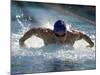 Young Man Swimming the Butterfly Stroke-null-Mounted Photographic Print