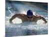 Young Man Swimming the Butterfly Stroke-null-Mounted Photographic Print