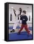 Young Man Teaching a Boy Martial Arts-null-Framed Stretched Canvas