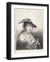 Young Man Wearing a Plumed Hat, 1642-Ferdinand Bol-Framed Giclee Print