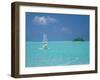 Young Man Windsurfing Near Tropical Island and Lagoon in the Maldives, Indian Ocean-Sakis Papadopoulos-Framed Photographic Print