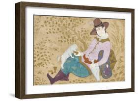Young Man with a Dog, 1673-Muin Musavvir-Framed Giclee Print
