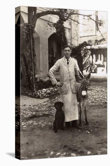 Young Man with a Dog and a Donkey, Gibraltar-null-Stretched Canvas