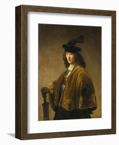 Young Man with a Sword, c.1633-1645-Rembrandt Harmensz. van Rijn-Framed Giclee Print