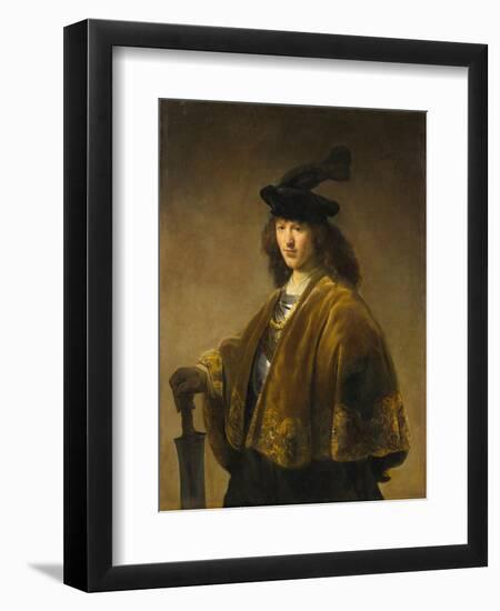 Young Man with a Sword, c.1633-1645-Rembrandt Harmensz. van Rijn-Framed Giclee Print