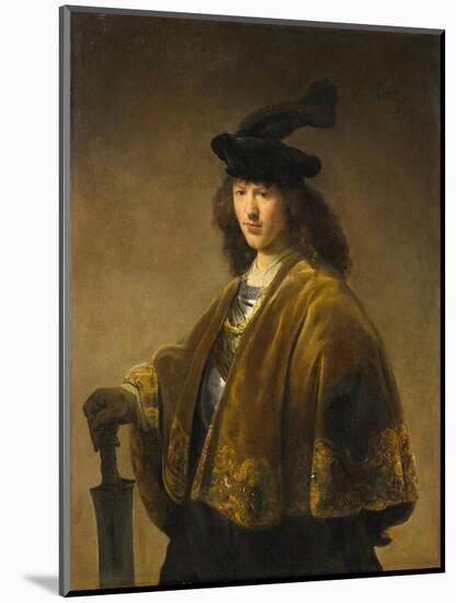 Young Man with a Sword, c.1633-1645-Rembrandt Harmensz. van Rijn-Mounted Giclee Print