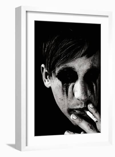 Young Man with Blackened Eyes Smoking-Torsten Richter-Framed Photographic Print