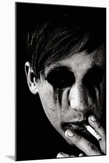 Young Man with Blackened Eyes Smoking-Torsten Richter-Mounted Premium Photographic Print