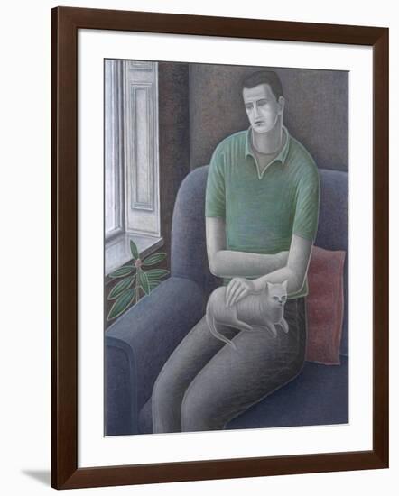 Young Man with Cat, 2008-Ruth Addinall-Framed Giclee Print