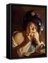 Young Man with Jew's Harp, 1621-Dirck Baburen-Framed Stretched Canvas