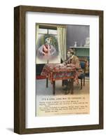 Young Man Writing to his Absent Irish Molly-null-Framed Photographic Print