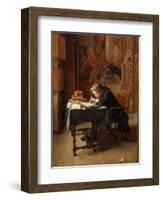 Young Man Writing-Ernest Jean Louis Meissonier-Framed Giclee Print